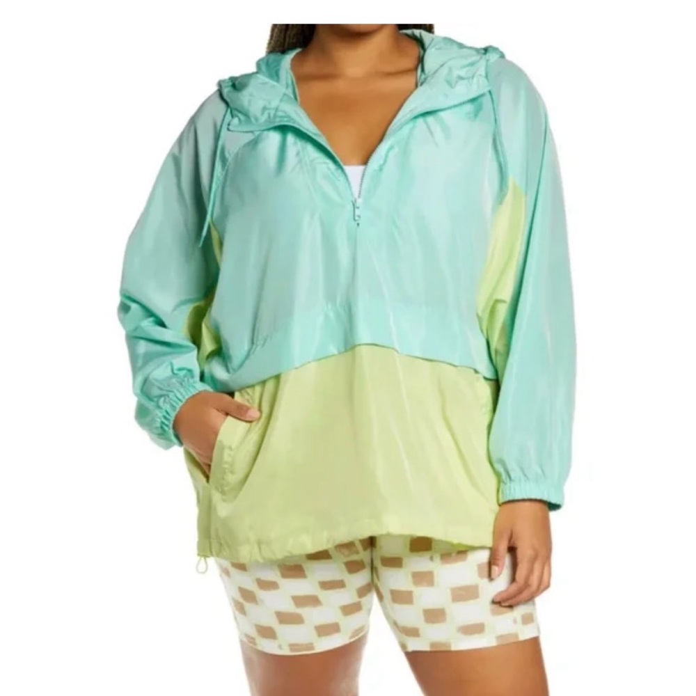 New BP Colorblock Quarter Zip Windbreaker Hoodie Small Women